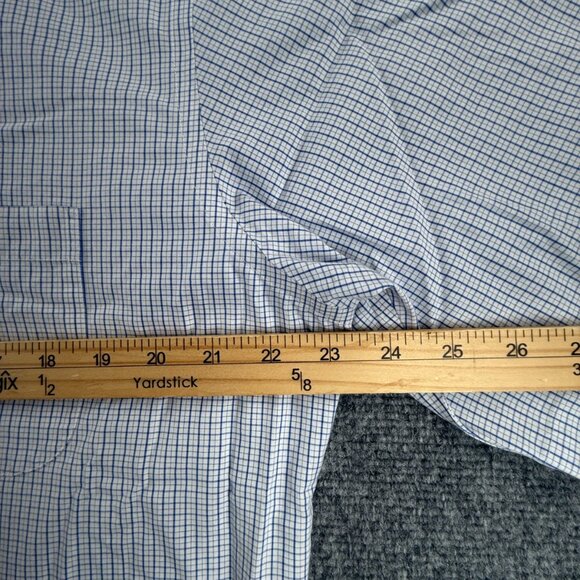 Brooks Brothers Short Sleeve Button-Down Non-Iron 16.5 Check Slim Cotton Blue - Picture 6 of 10